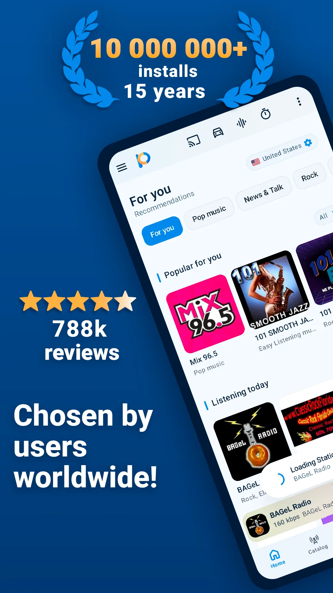 PCRADIO Android home screen