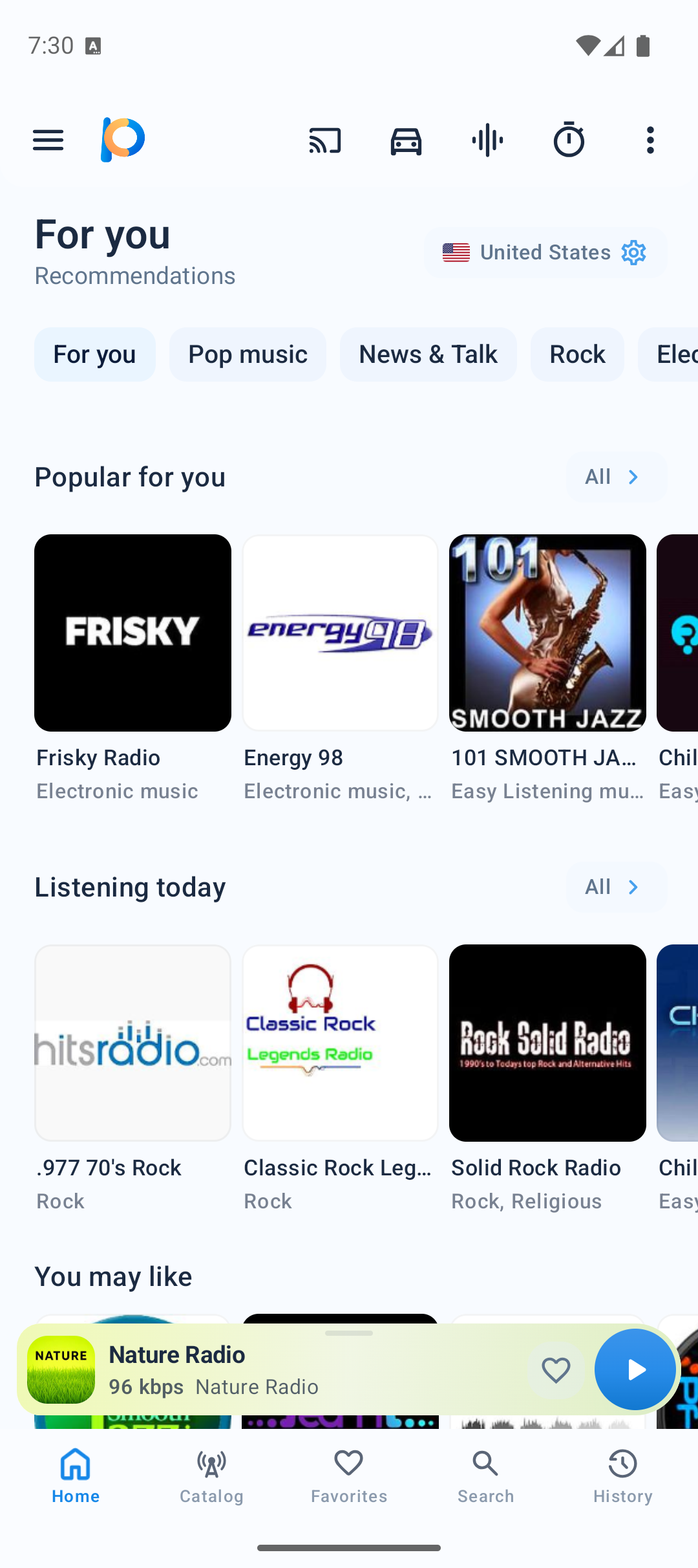 PCRADIO Android home screen