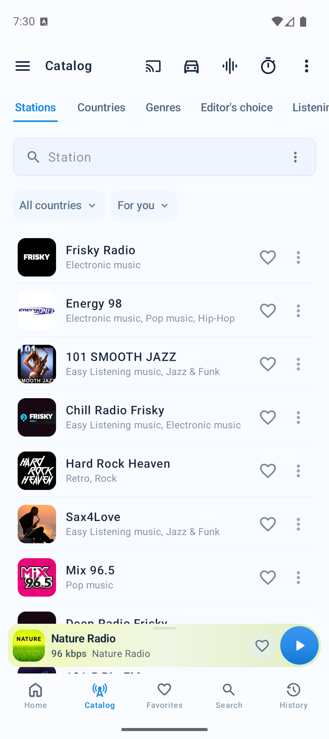 PCRADIO Android station catalog