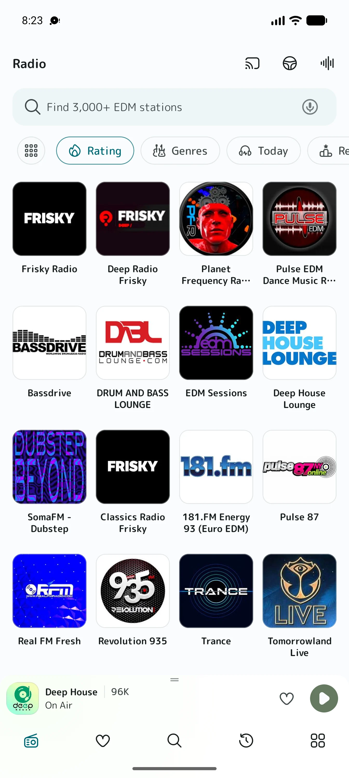 EDM Radio House and Techno Android home screen
