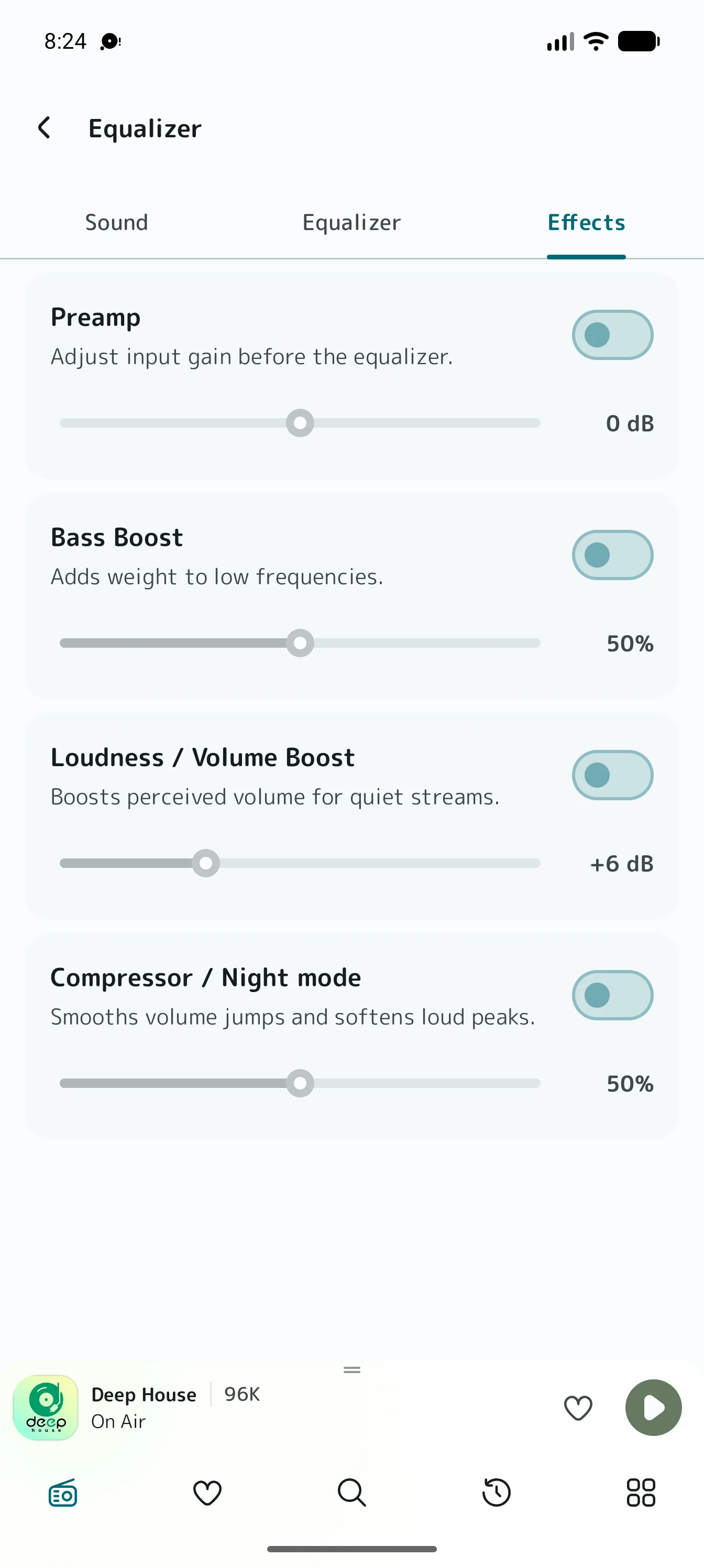 EDM Radio House and Techno equalizer effects