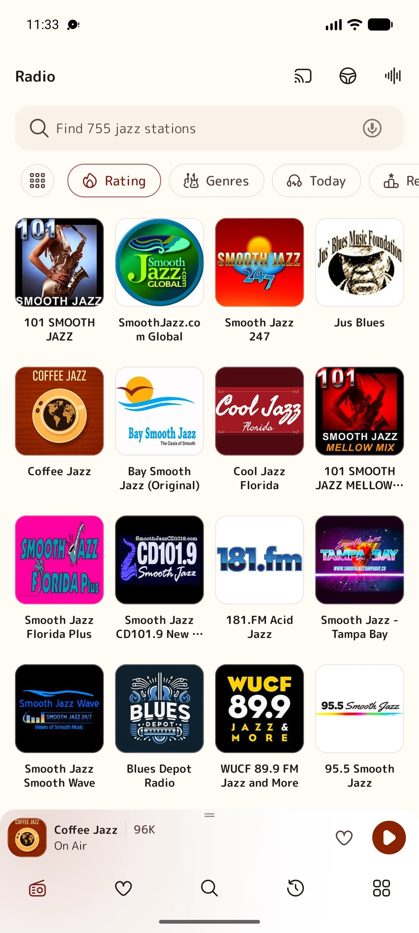 Jazz Radio Blues and Soul Android home screen