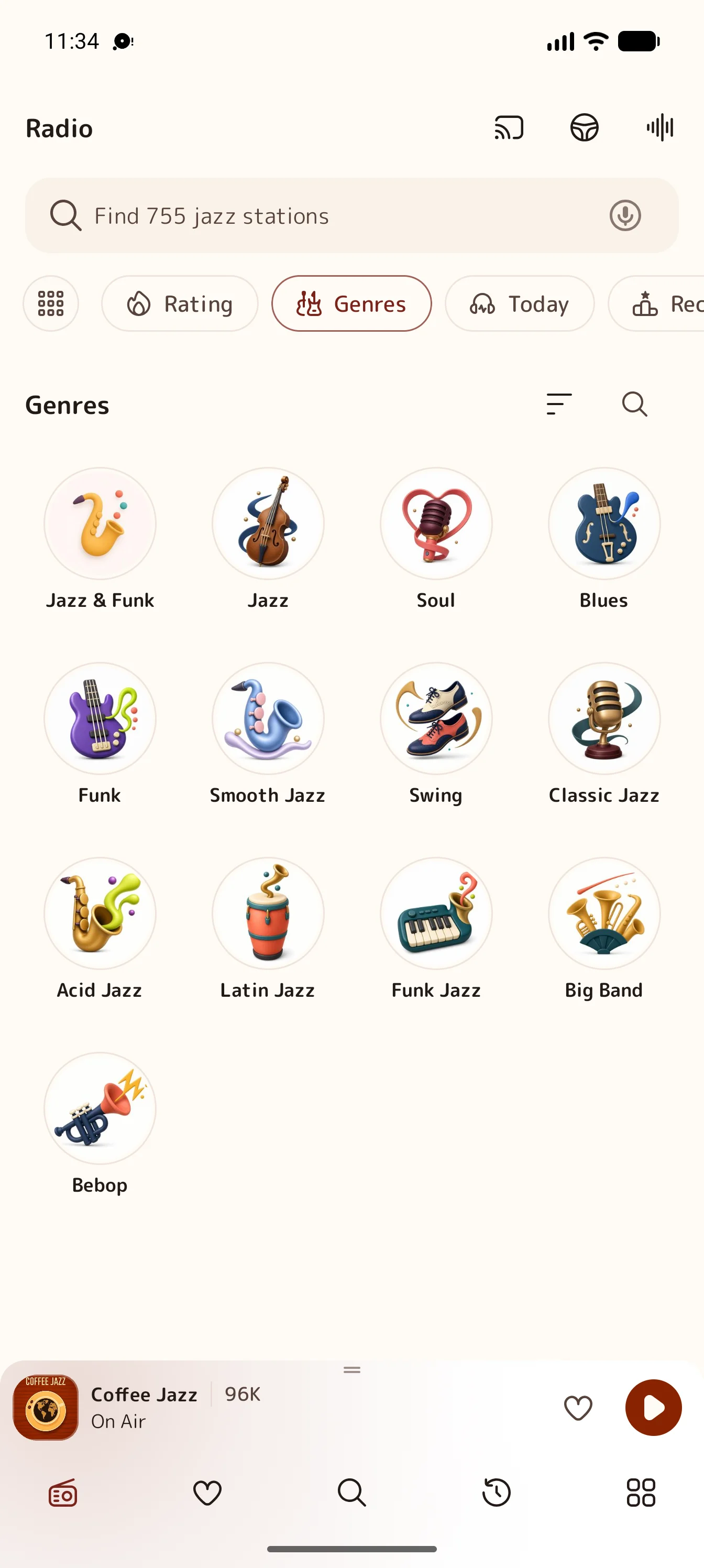 Jazz Radio Blues and Soul genre catalog