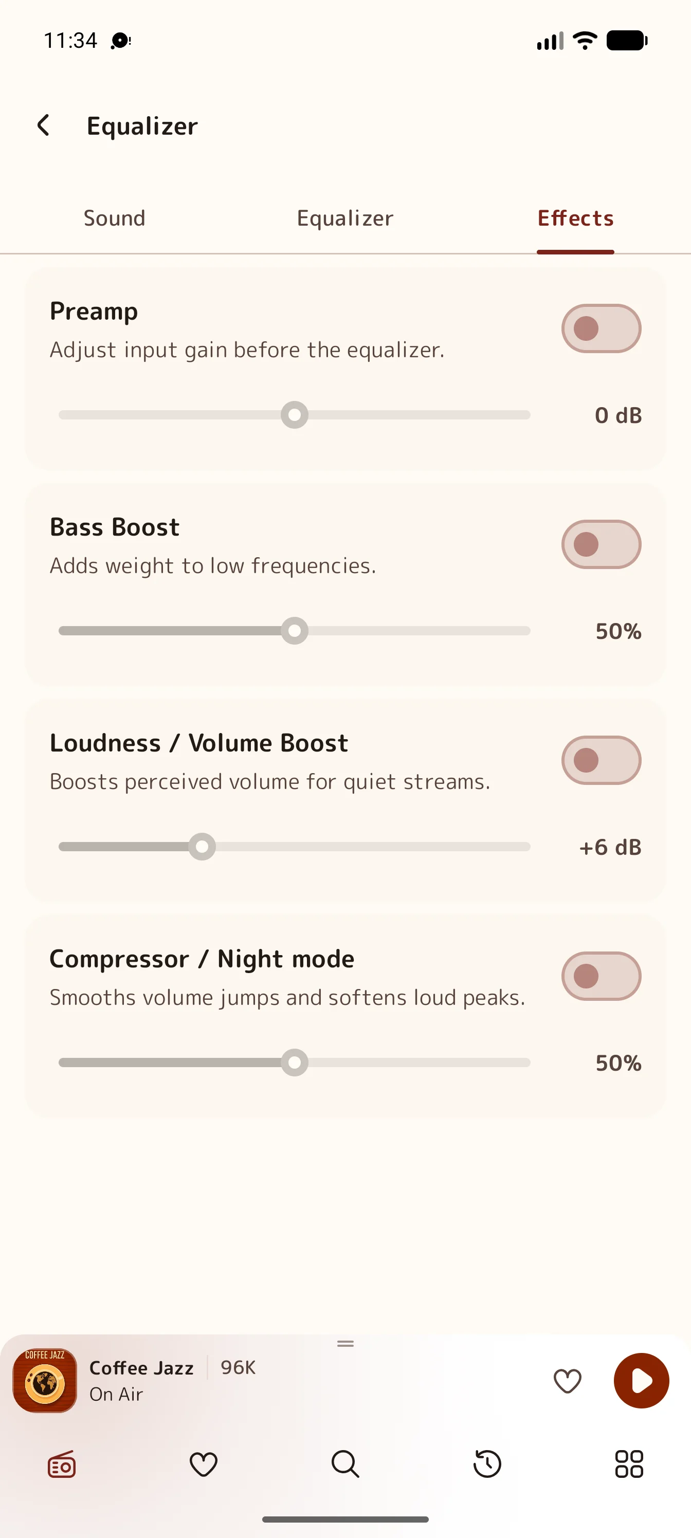 Jazz Radio Blues and Soul equalizer