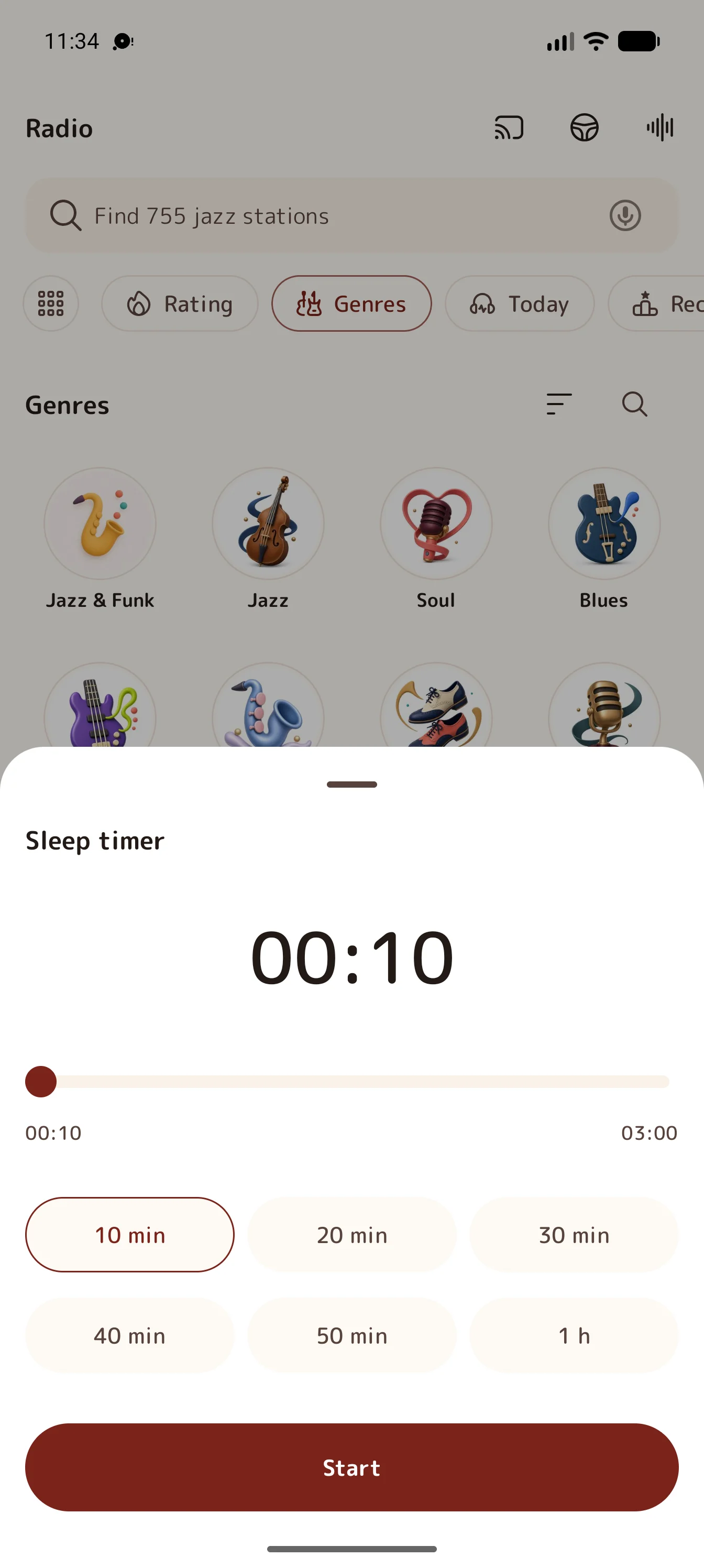 Jazz Radio Blues and Soul sleep timer